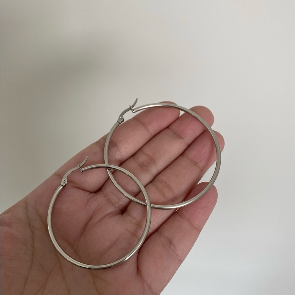 COPY - SILVER Skinny Hoop Earrings / Tarnish Resistant